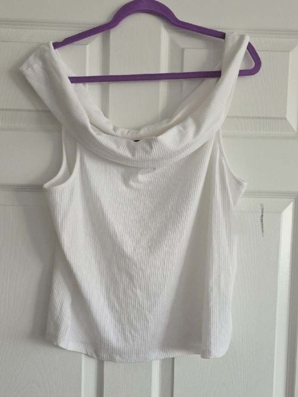 NWT Old Navy White Ribbed Off-the-Shoulder Top Size XXL